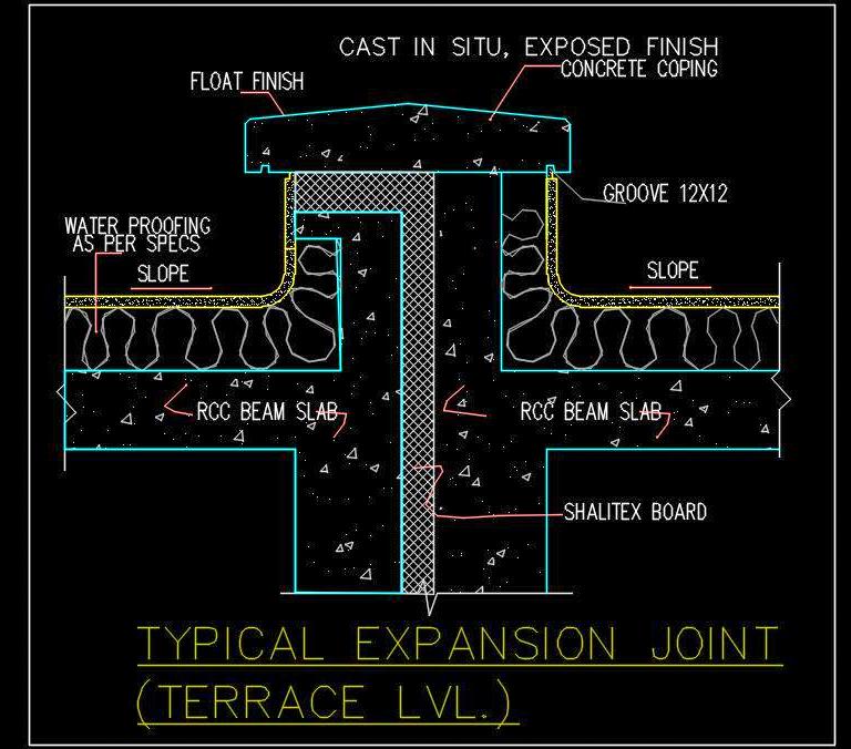 Roof Expansion Joint Sectional Detail in AutoCAD